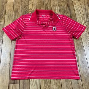 Ohio State Buckeyes Polo Shirt‎ Red White Stripe O Logo Mens Medium